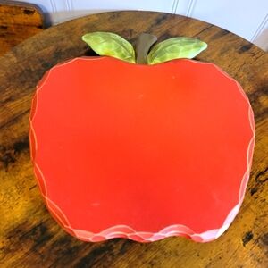 Wooden Red Apple Shaped lazy Susan Decorative Tray